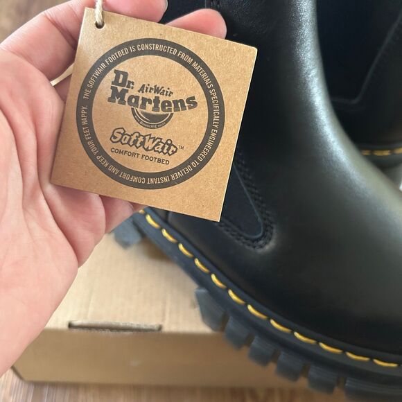 DR MARTENS Audrick Chelsea black leather platform boots booties shoes sz 7 new - Picture 4 of 7